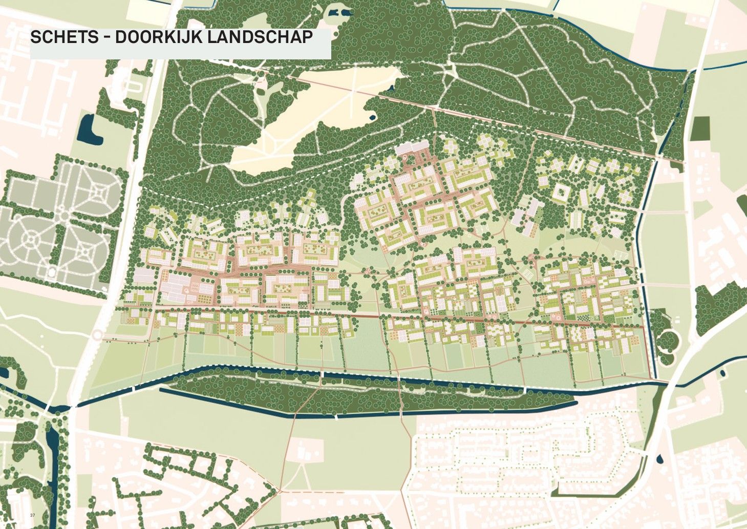Op deze kaart zijn de eerste veranderingen van het landschap Wechelerhoek zichtbaar.